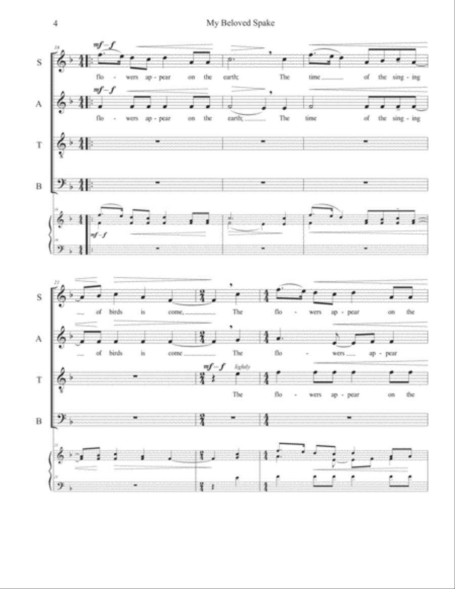 My Beloved Spake 4-Part scores gallery preview page 4
