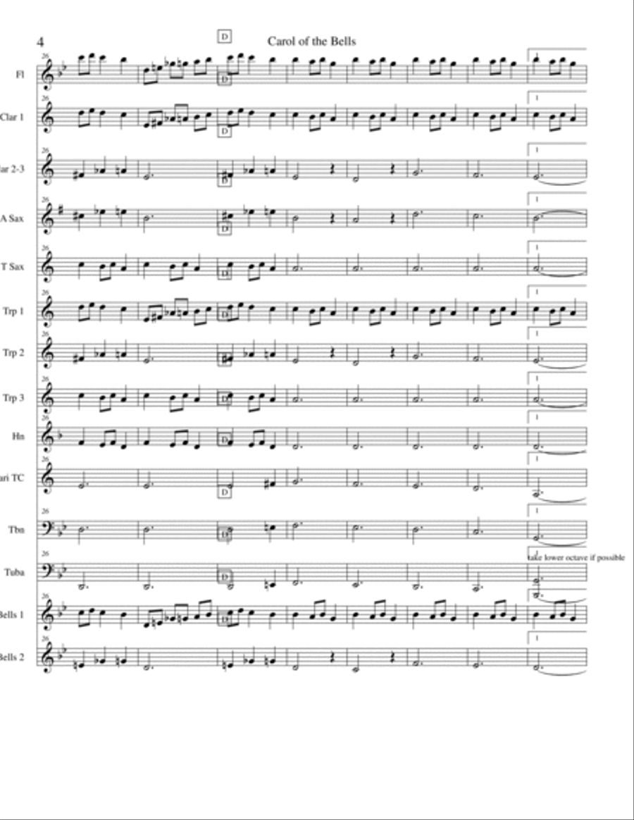 Carol of the Bells Carol of the Bells Concert Band scores gallery preview page 4