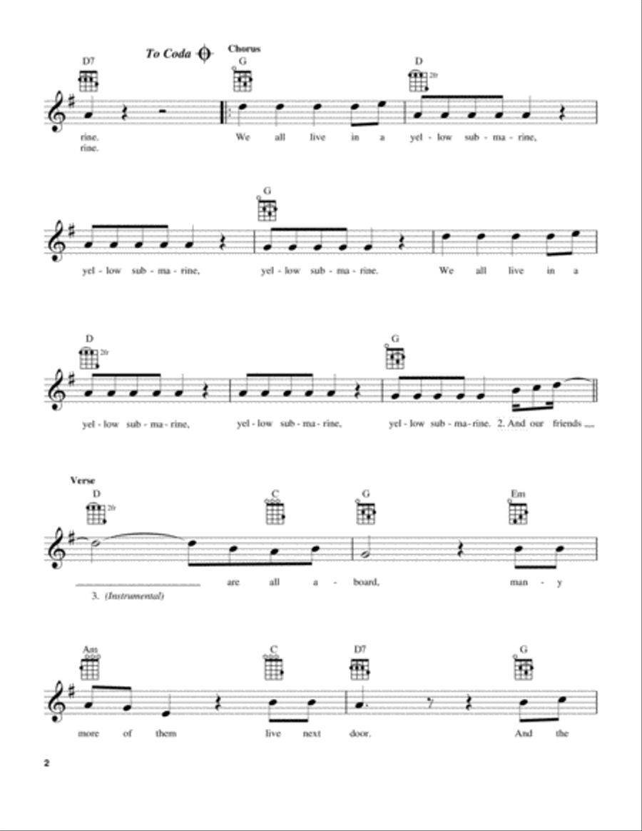 Yellow Submarine Yellow Submarine Ukulele scores gallery preview page 2