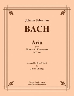 Book cover for Aria from Goldberg Variations BWV 988 for Brass Quintet