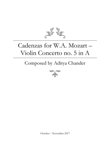 Mozart Violin Concerto no. 5 - Cadenzas