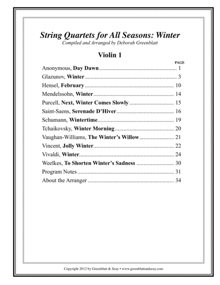 String Quartets for All Seasons: Winter - Parts