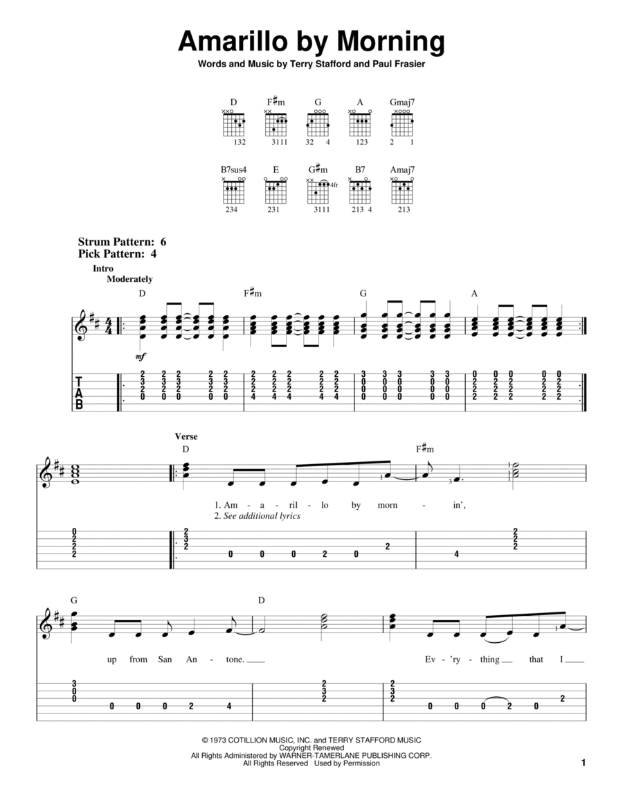 Amarillo By Morning Amarillo By Morning Acoustic Guitar scores gallery preview page 1