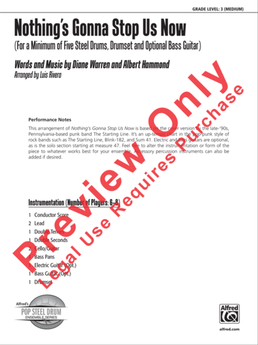 Nothing's Gonna Stop Us Now Steel Drum Band scores gallery preview page 2