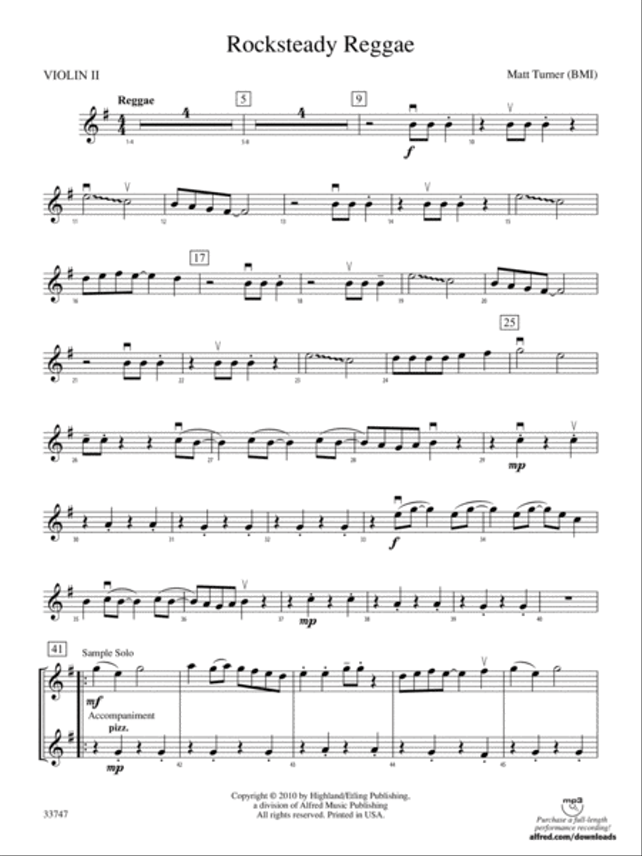 Rocksteady Reggae: 2nd Violin String Orchestra scores gallery preview page 1