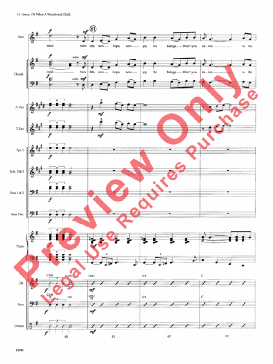 Jesus, Oh What a Wonderful Child Choir scores gallery preview page 17
