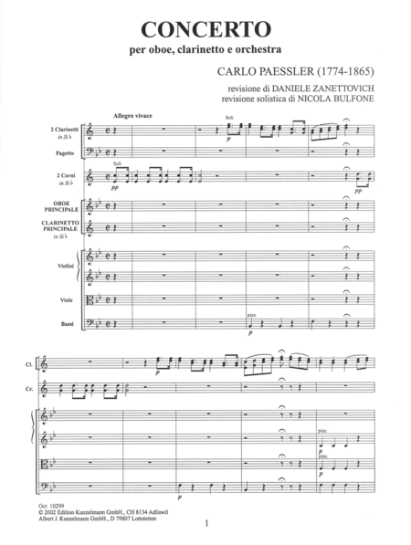 Concerto for oboe, clarinet and orchestra