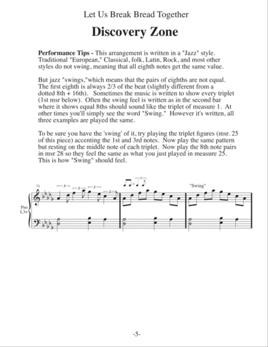 Let Us Break Bread Together (3 for 1 PIANO Arrangements) Jazz Ensemble scores gallery preview page 6