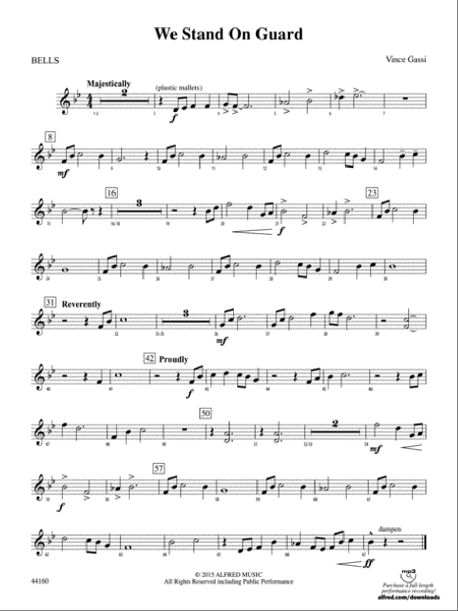 We Stand on Guard: Bells We Stand on Guard: Bells Concert Band scores gallery preview page 1