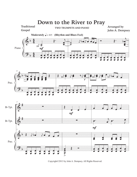 Down to the River to Pray (Trio for Two Trumpets and Piano) image number null
