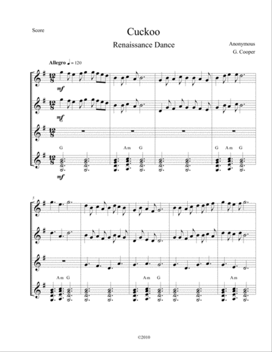 Cuckoo Cuckoo Guitar Ensemble scores gallery preview page 2