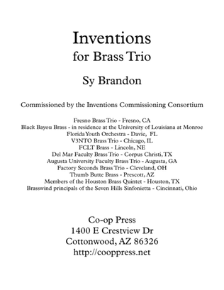 Book cover for Inventions for Brass Trio