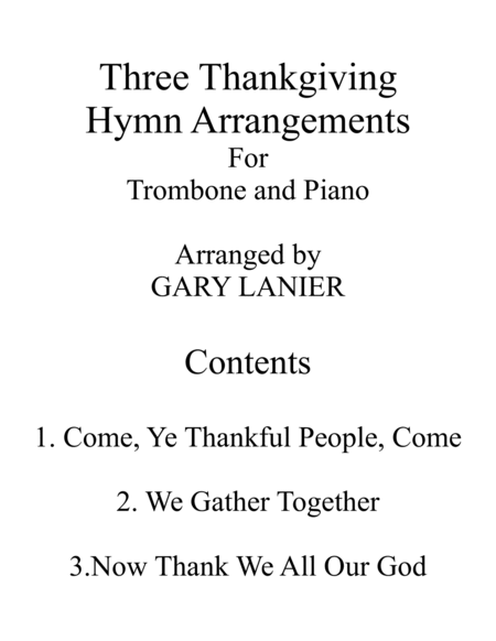 HOLIDAY HYMNS, THANKSGIVING & CHRISTMAS for Trombone and Piano (Score & Parts included) image number null