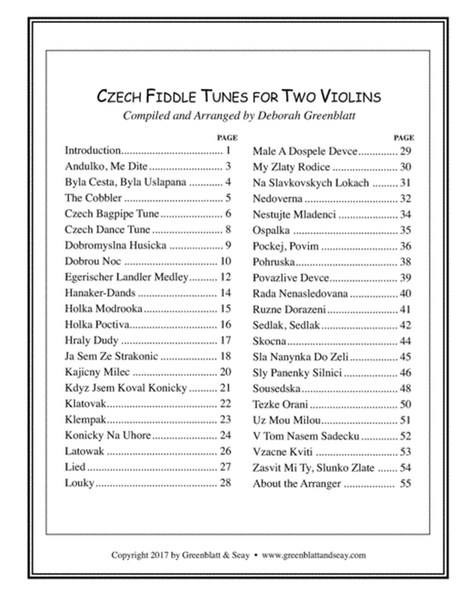 Czech Fiddle Tunes for Two Violins