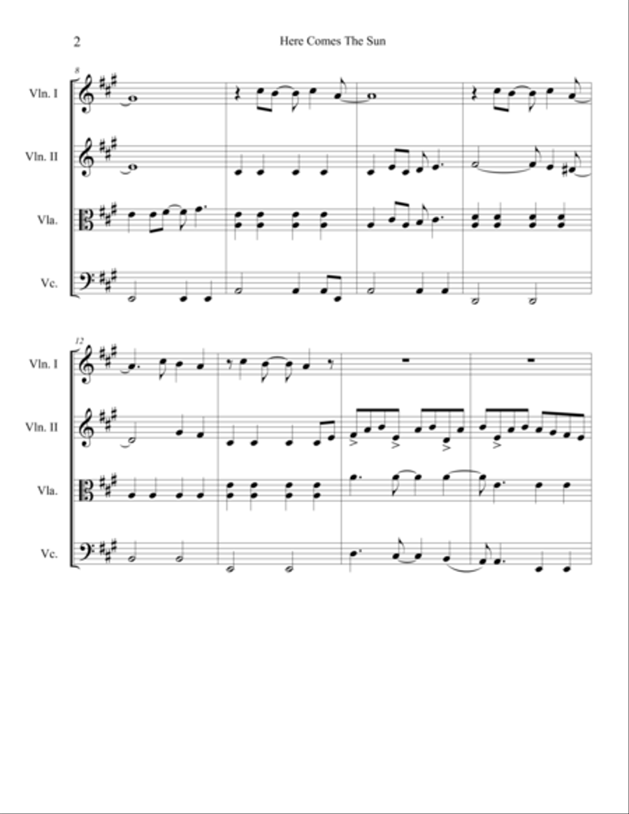 Here Comes The Sun String Quartet scores gallery preview page 3