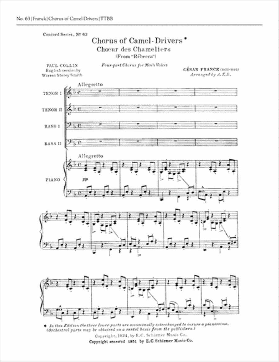 Rebecca: Chorus of Camel Drivers (Choeur des Chameliers) TTBB scores gallery preview page 1
