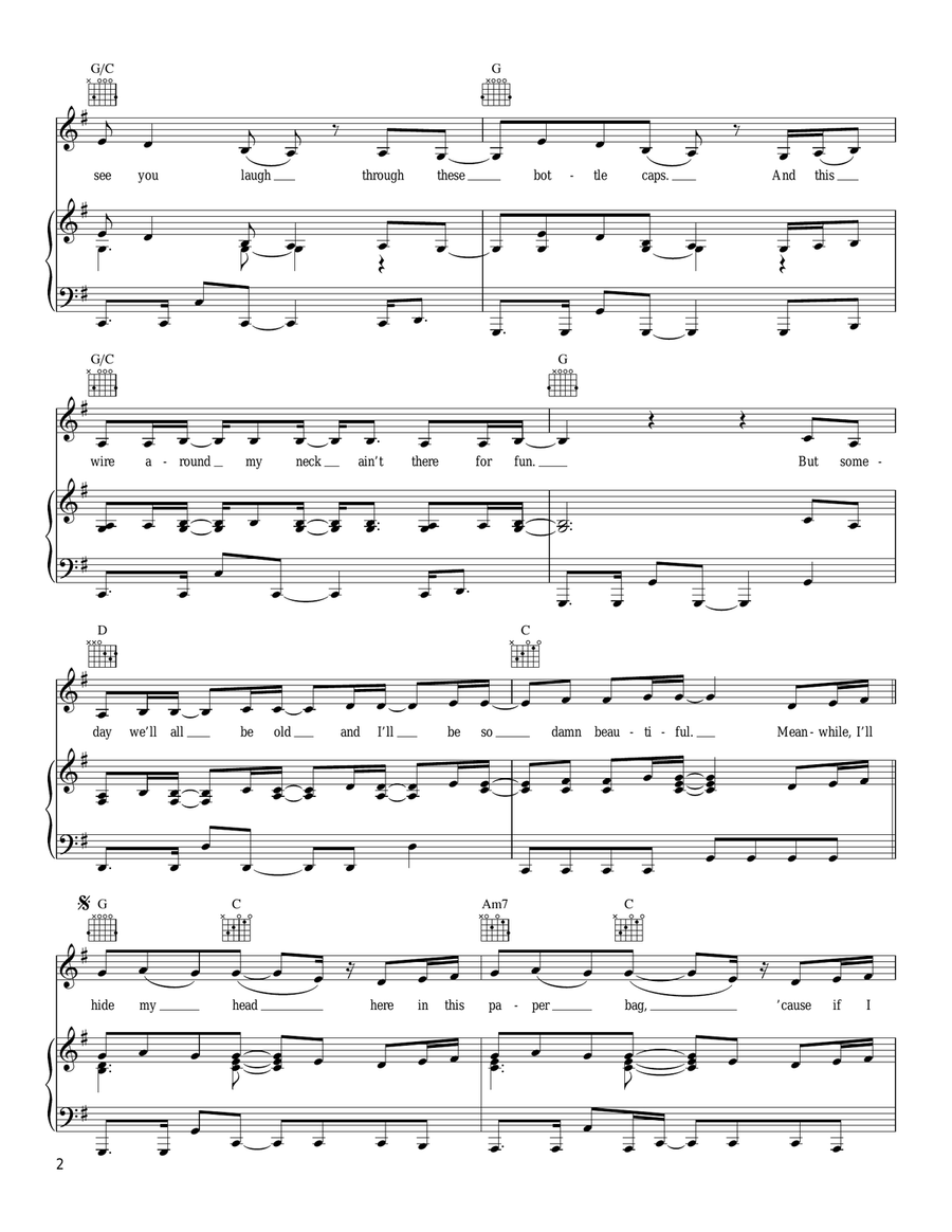 Paper Bag Paper Bag Piano, Vocal, Guitar scores gallery preview page 2