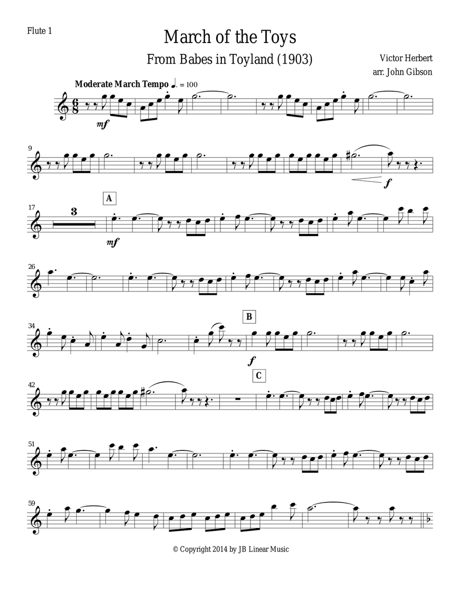 March of the Toys by Victor Herbert set for Flute Trio Flute Solo scores gallery preview page 5