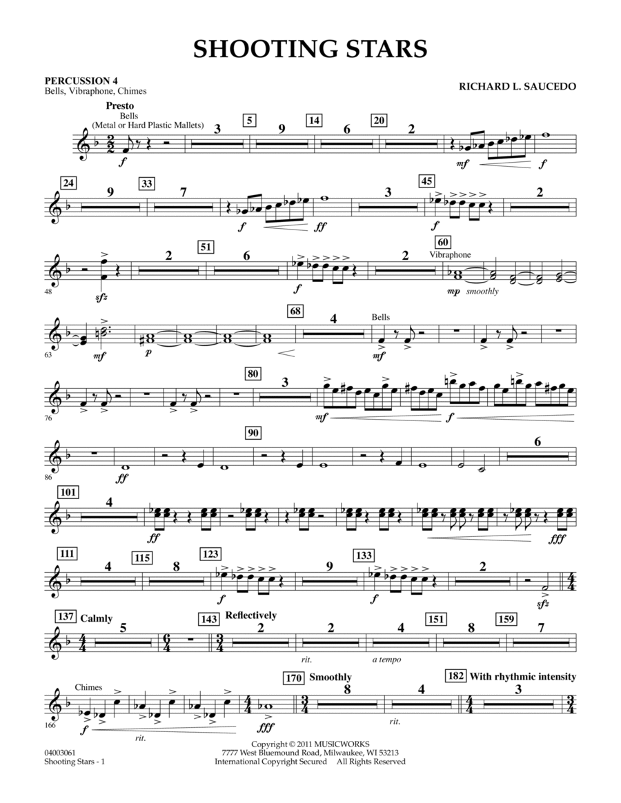 Shooting Stars - Percussion 4 Concert Band scores gallery preview page 1