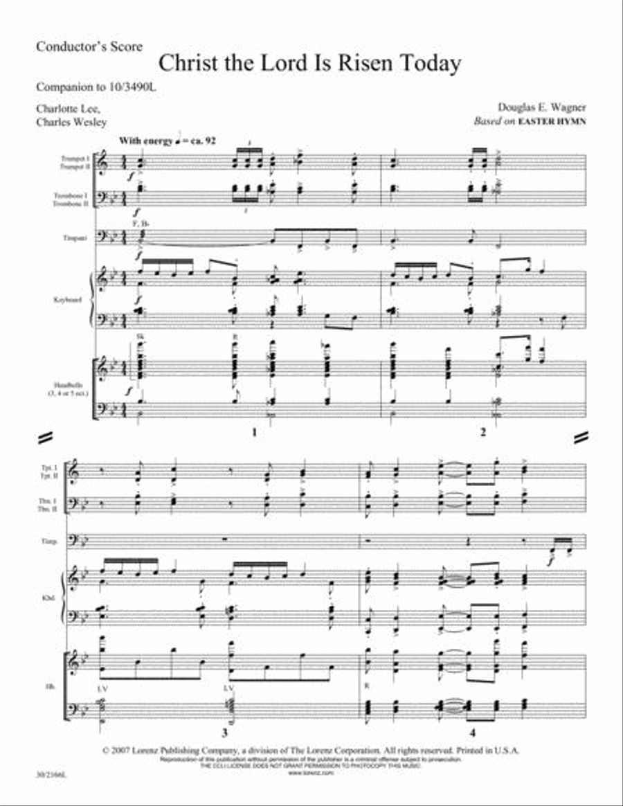 Christ the Lord Is Risen Today - Brass and Timpani Score/Parts Choir scores gallery preview page 2