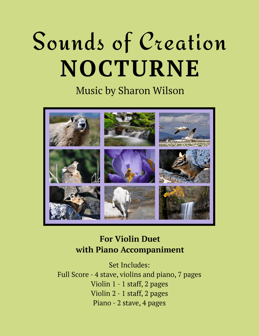 Sounds of Creation: Nocturne (Violin Duet with Piano Accompaniment) String Duet scores gallery preview page 1