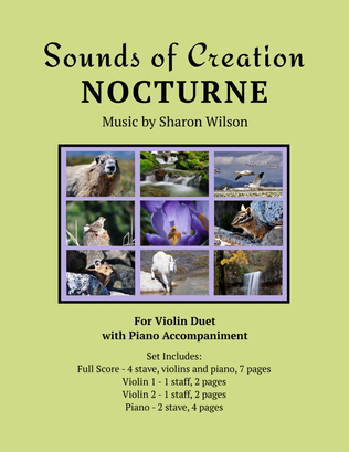 Book cover for Sounds of Creation: Nocturne (Violin Duet with Piano Accompaniment)