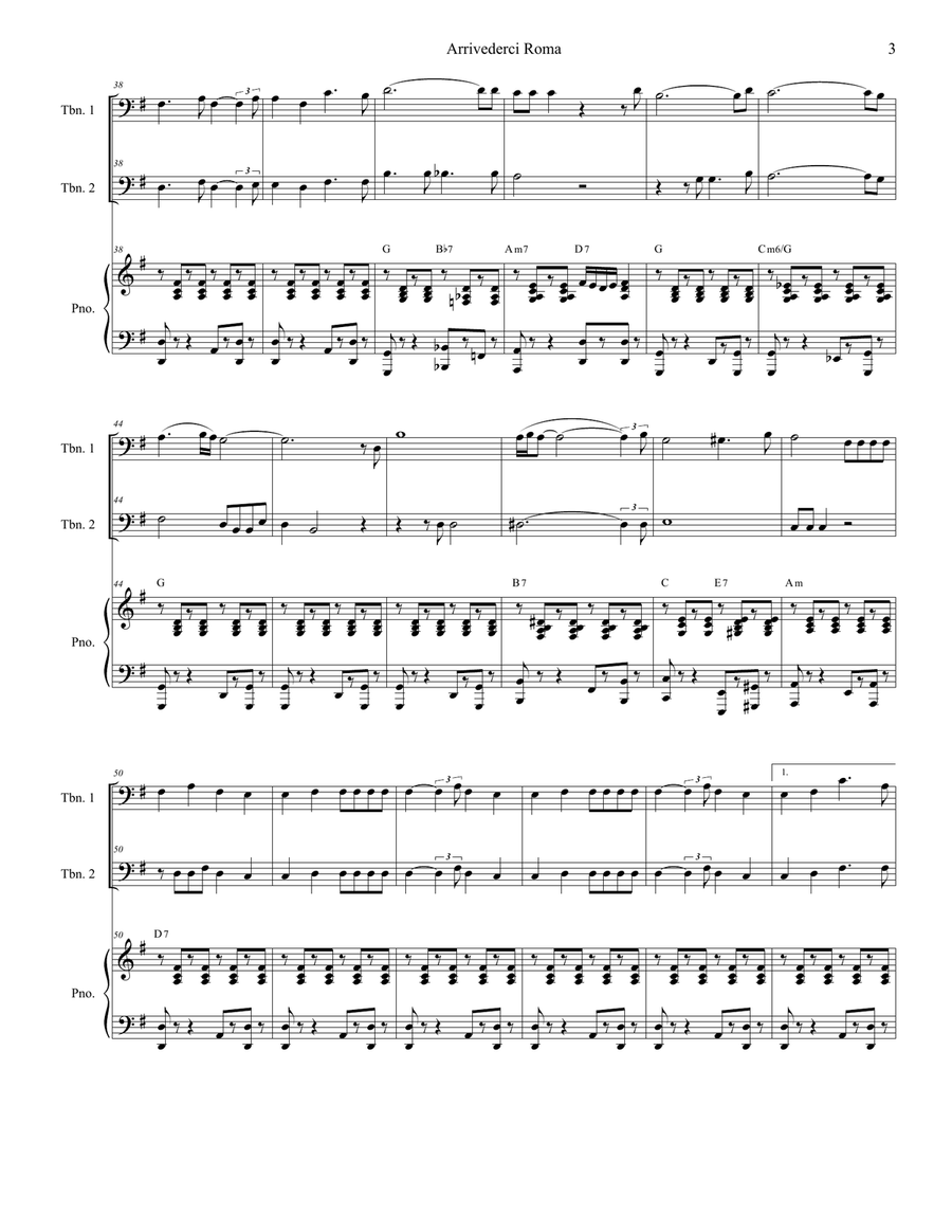 Arrivederci Roma (goodbye To Rome) Trombone Duet scores gallery preview page 3