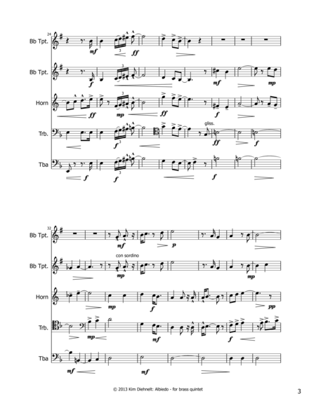 Diehnelt: Albiedo for brass quintet (Score) image number null