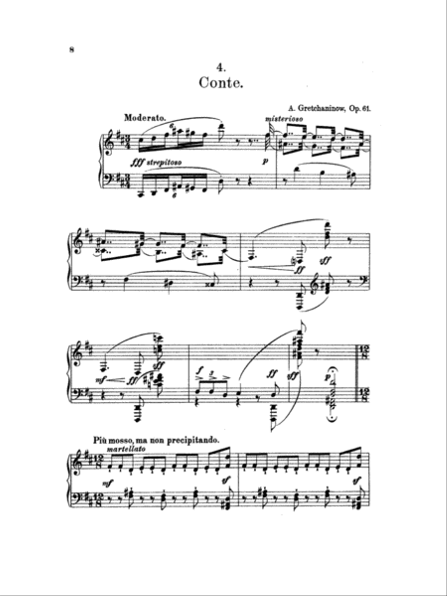Gretchaninoff: Eight Pastels, Op. 61 Piano Solo scores gallery preview page 1