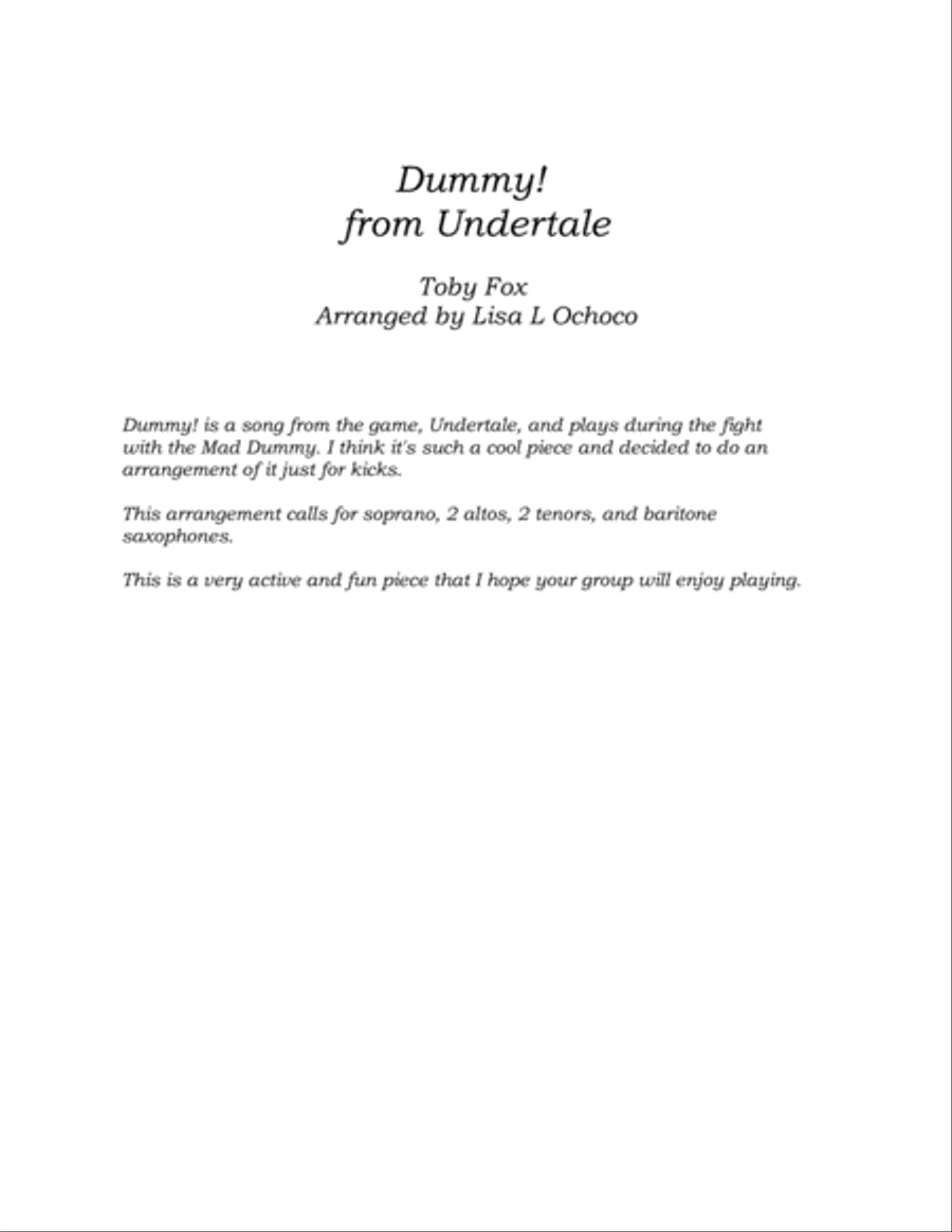 Dummy! (from Undertale) Woodwind Ensemble scores gallery preview page 4