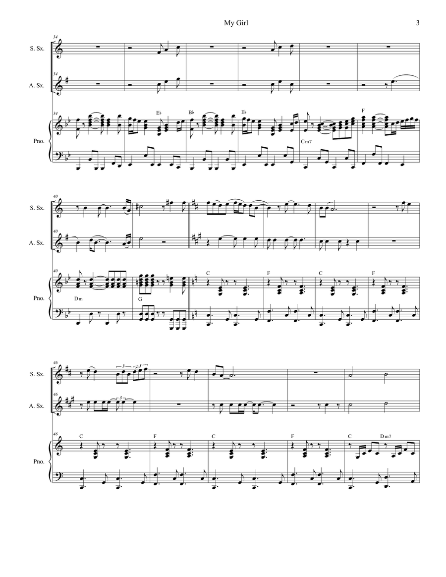 My Girl Woodwind Duet scores gallery preview page 3