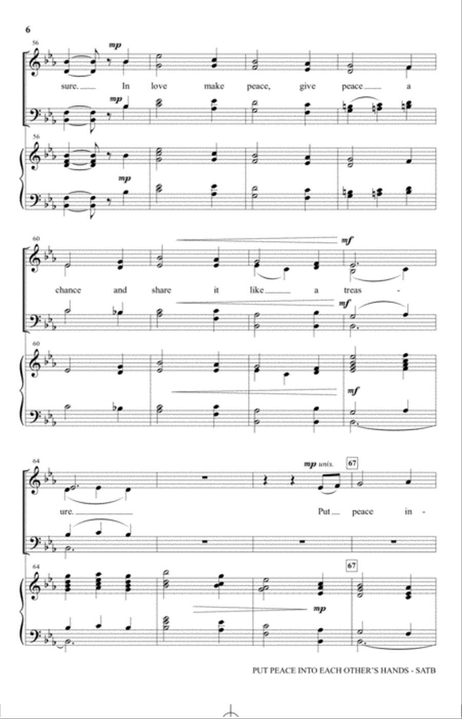 Put Peace Into Each Other's Hands (arr. John Purifoy) 4-Part scores gallery preview page 5