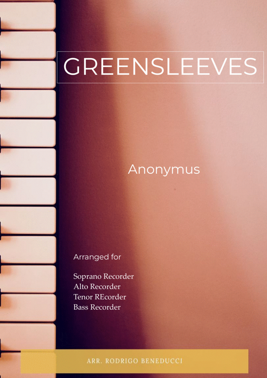 GREENSLEEVES - ANONYMUS – RECORDER QUARTET Soprano Recorder scores gallery preview page 1
