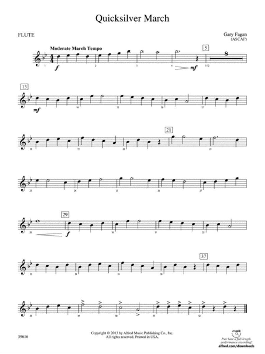 Quicksilver March: Flute Concert Band scores gallery preview page 1