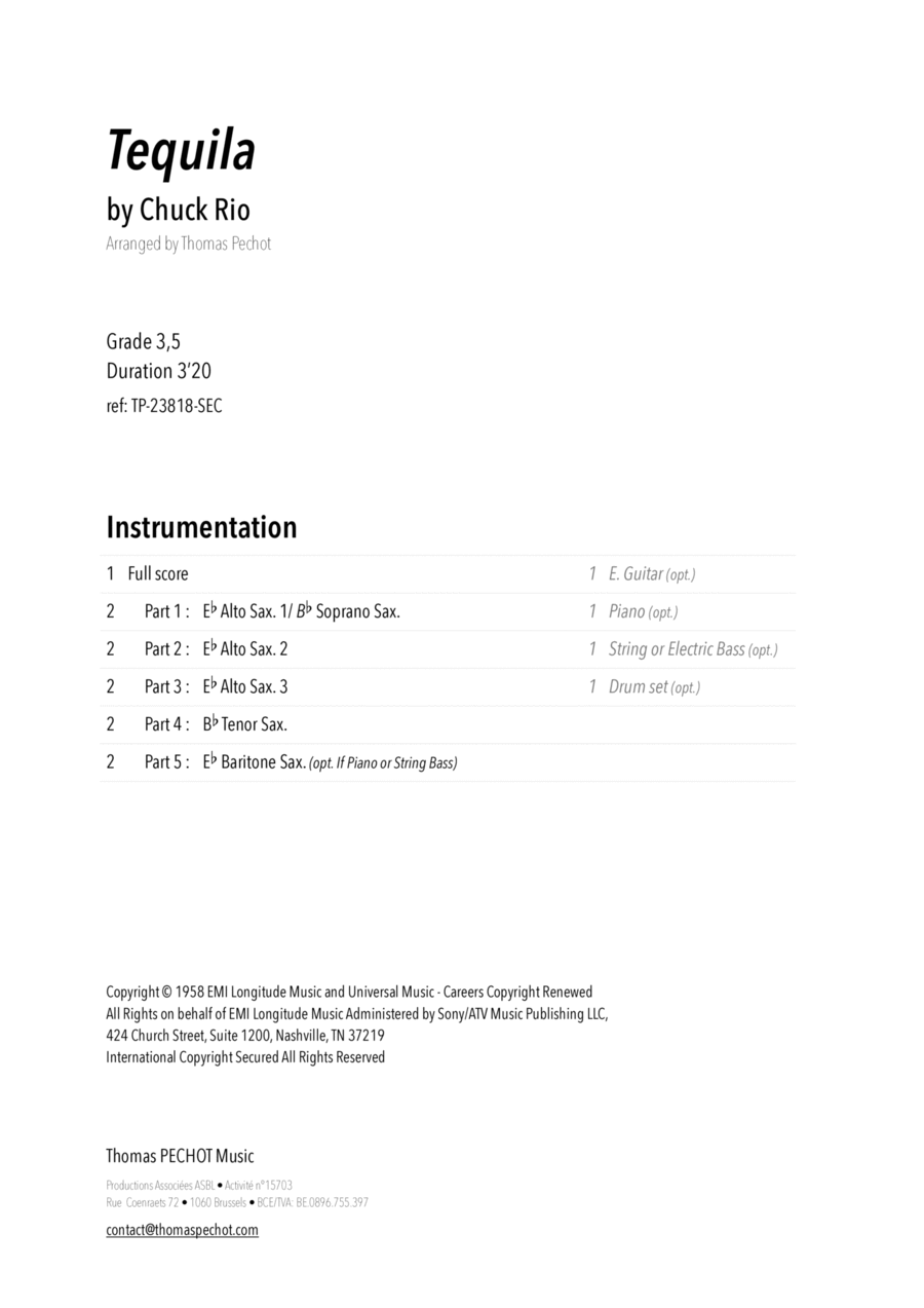 Tequila Woodwind Ensemble scores gallery preview page 1
