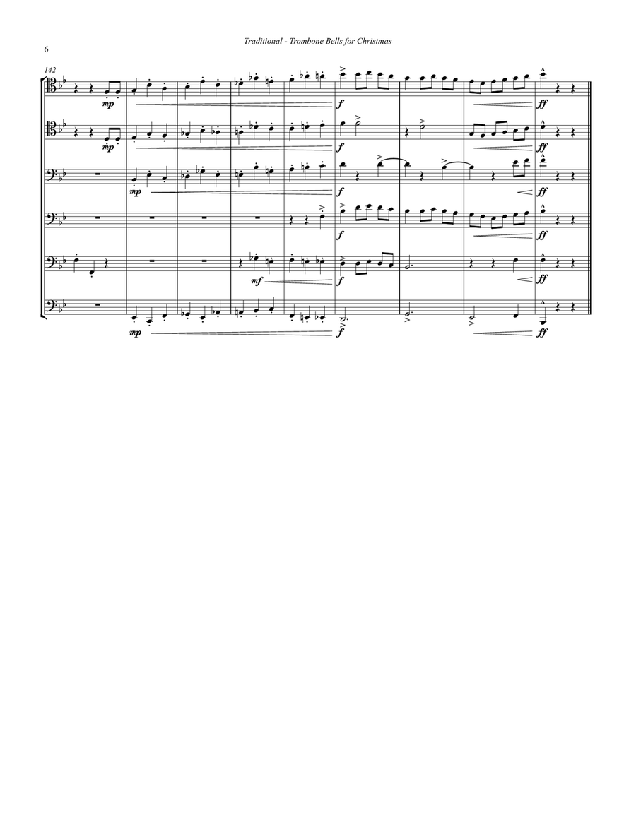 Trombone Bells of Christmas for 6-part Trombone Ensemble Small Ensemble scores gallery preview page 6