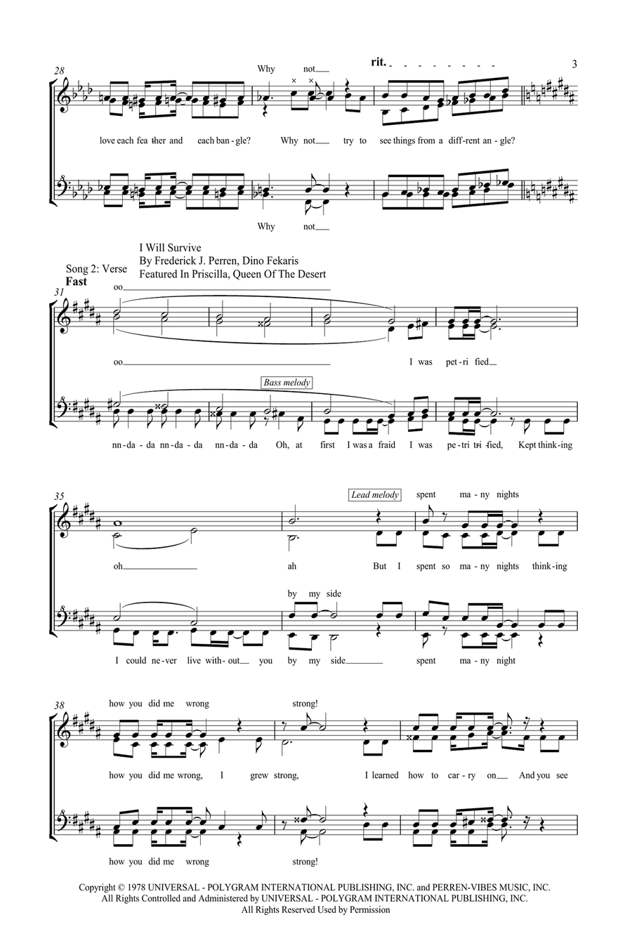 Medley: I Am What I Am with I Will Survive SSAA scores gallery preview page 3