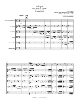 Allegro (from "Sonata for Trumpet") (Bb) (Trumpet Solo with String Quintet - 2 Violins, 1 Viola, 1 C