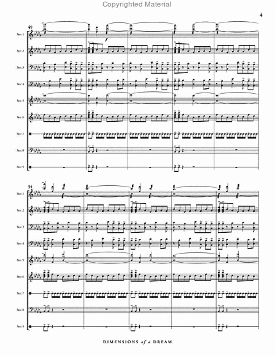 Dimensions of a Dream Percussion Ensemble scores gallery preview page 5