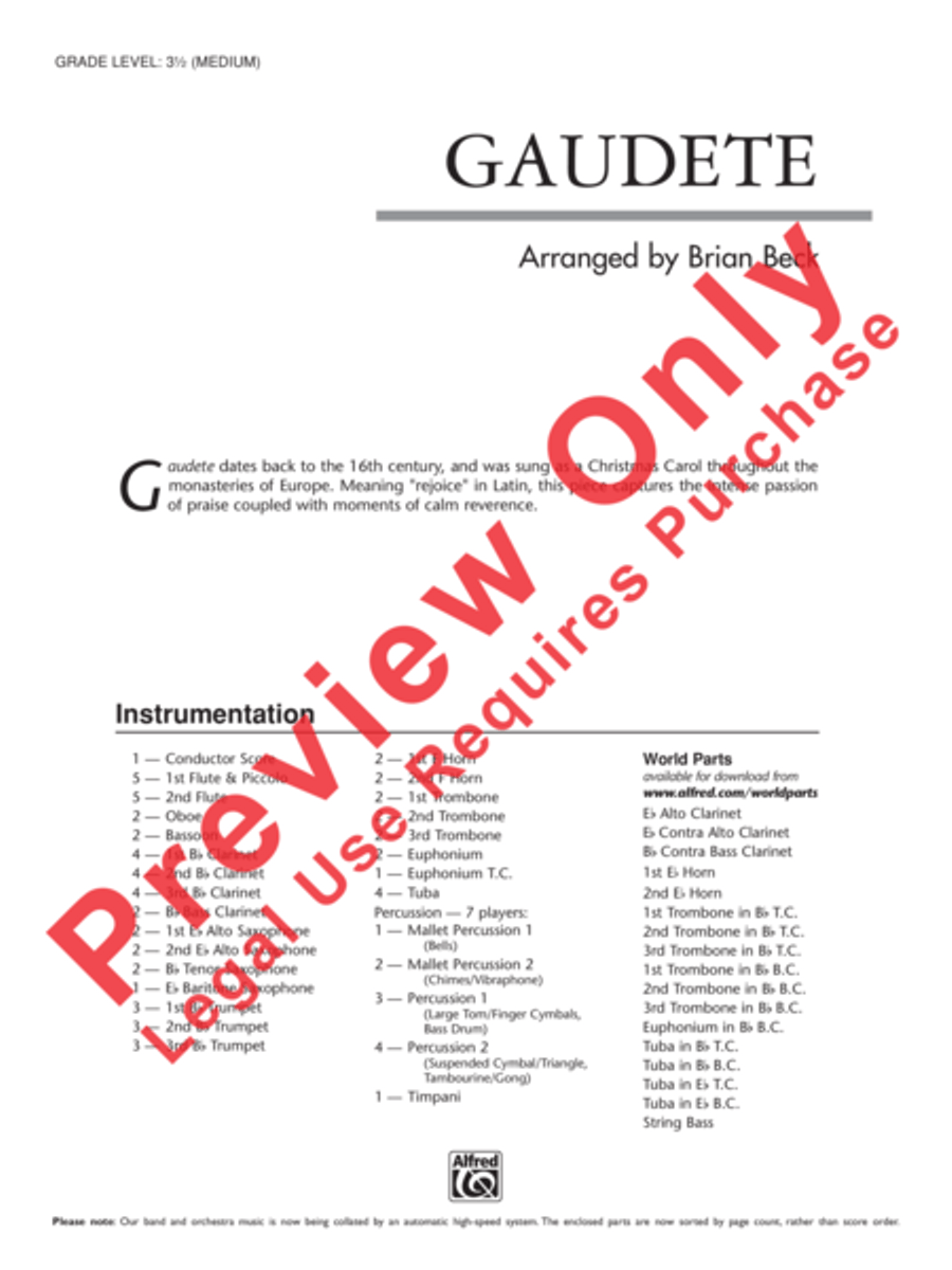 Gaudete Concert Band scores gallery preview page 2