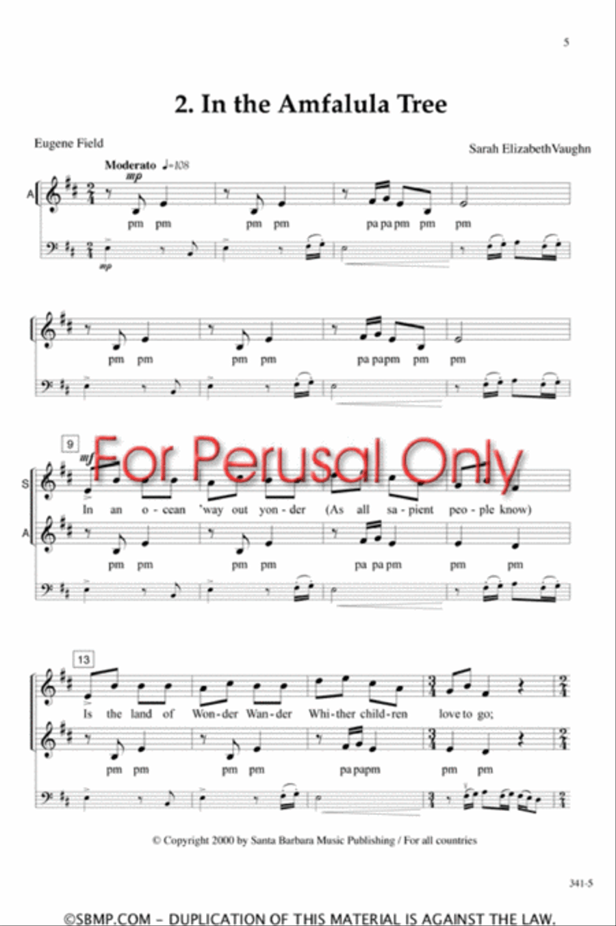 The Wind and the Amfalula Tree - SA Octavo SA scores gallery preview page 4