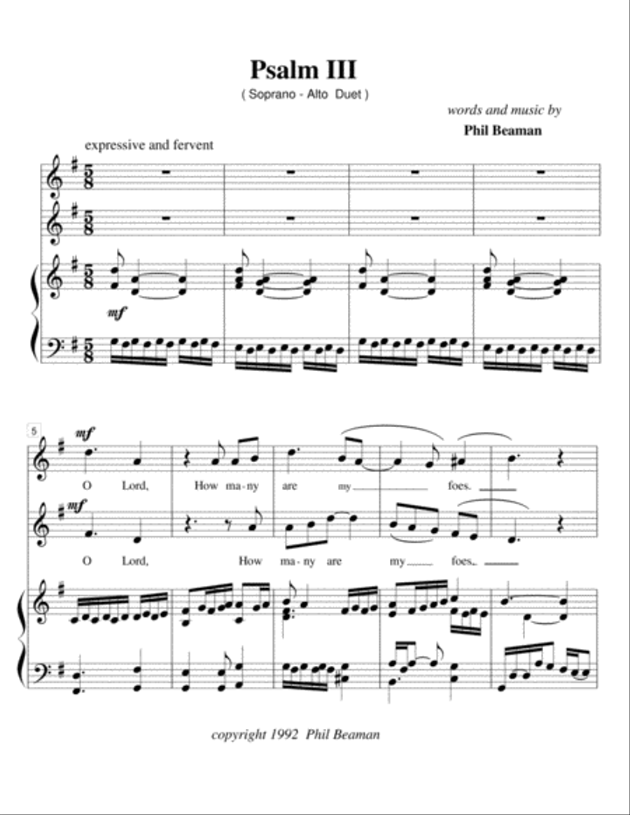 Psalm III-Soprano and Alto duet Piano scores gallery preview page 1