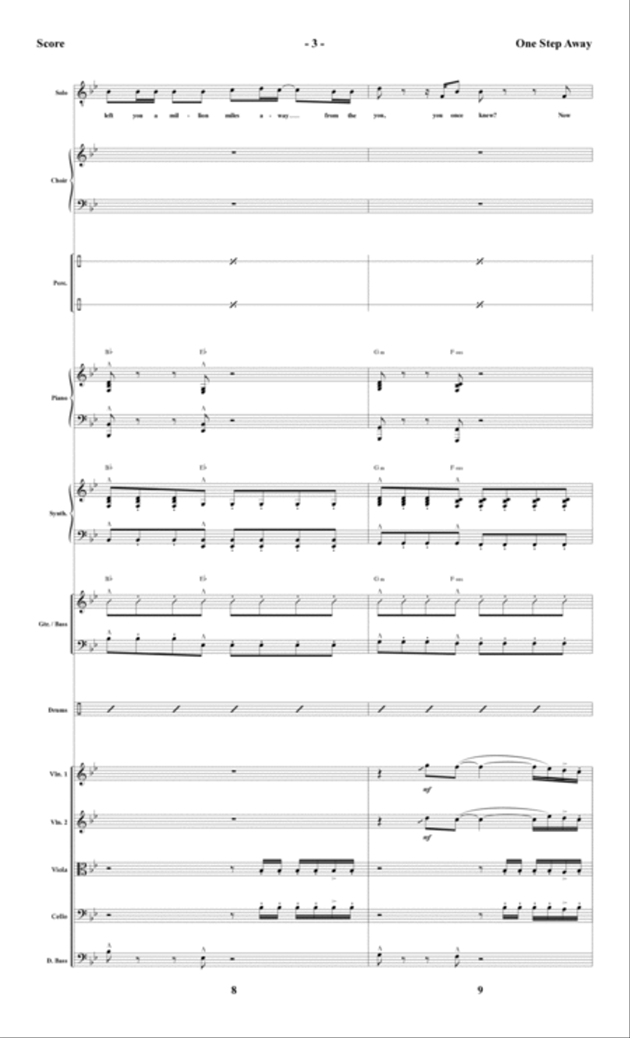 One Step Away - Full Score Choir scores gallery preview page 3
