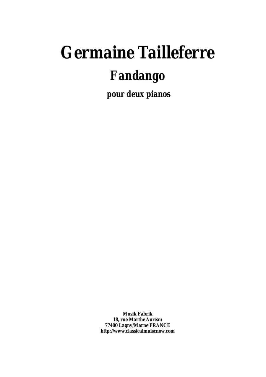 Germaine Tailleferre: Fandango for two pianos 2 Pianos, 4-Hands scores gallery preview page 1