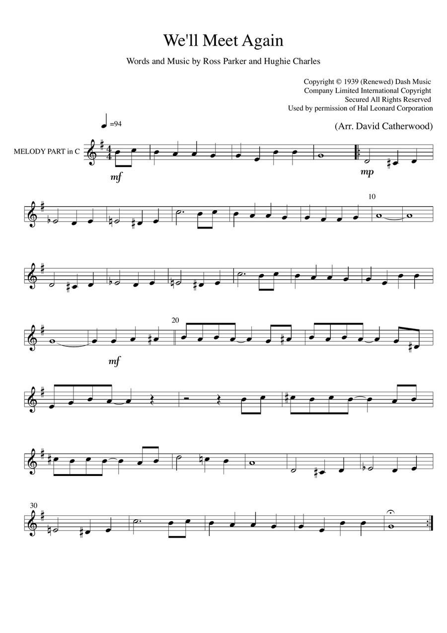 We'll Meet Again Small Ensemble scores gallery preview page 1