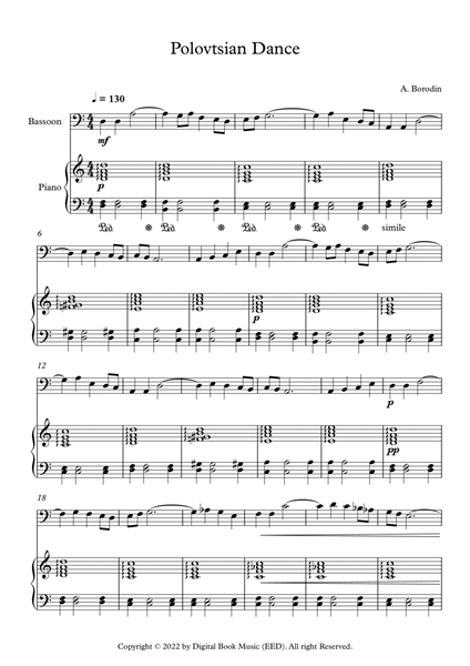Polovtsian Dance - Alexander Borodin (Bassoon + Piano) image number null
