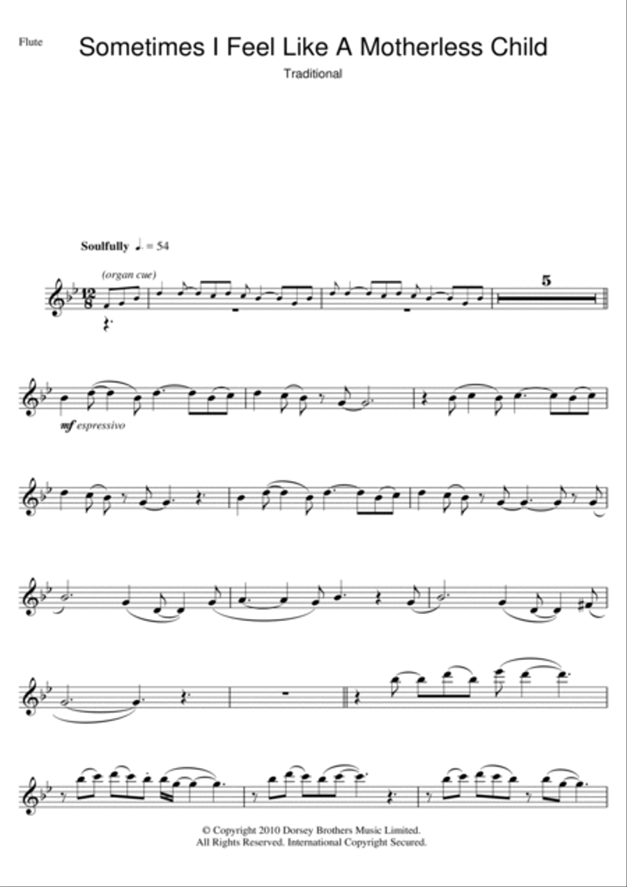 Sometimes I Feel Like A Motherless Child Flute Solo scores gallery preview page 1