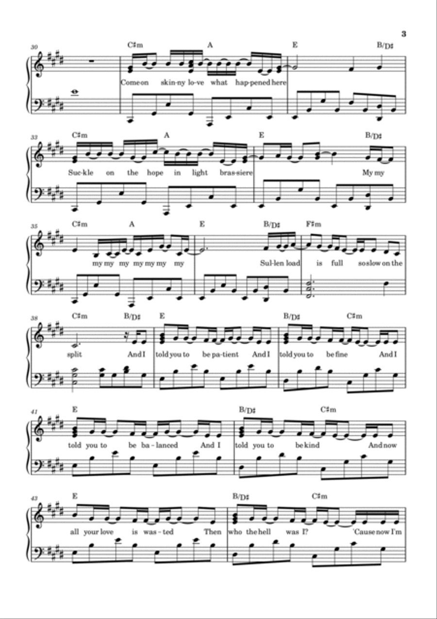 Skinny love deals piano easy