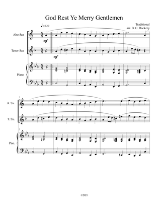 God Rest Ye Merry Gentlemen (Alto and Tenor Sax Duet) with optional piano accompaniment