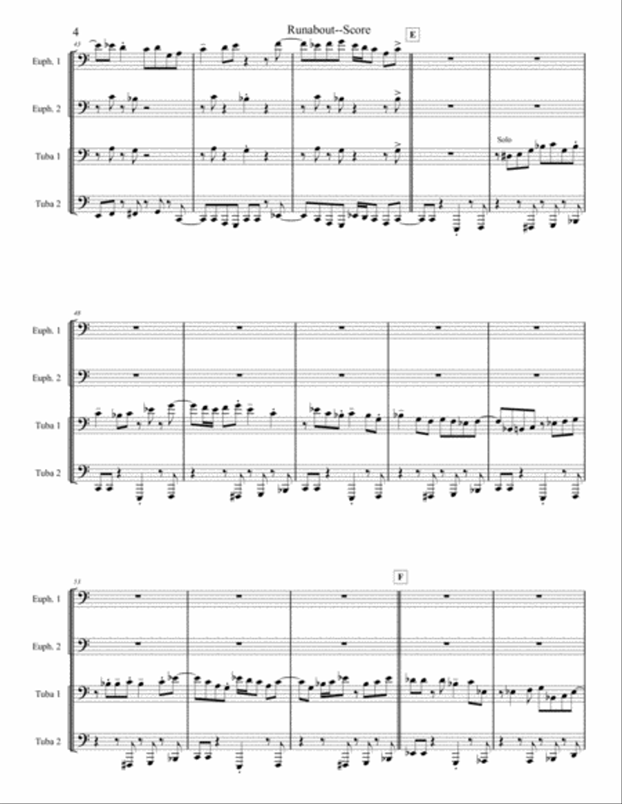 Runabout - Tuba/Euphonium Quartet Brass Ensemble scores gallery preview page 4